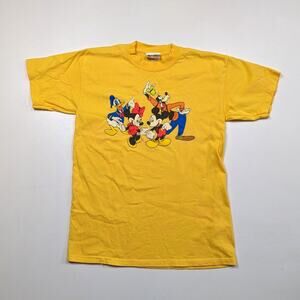 Vintage Disney World T-Shirt Kids Size XL Yellow Mickey Minnie Goofy Donald